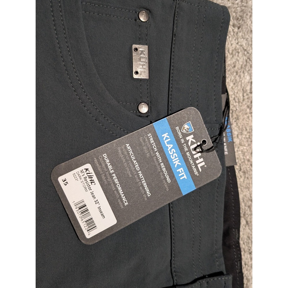Kuhl Resistor Jean Mens 35x32 Dark Storm Grey Klassik Fit Outdoor Hiking Pants - Picture 3 of 7